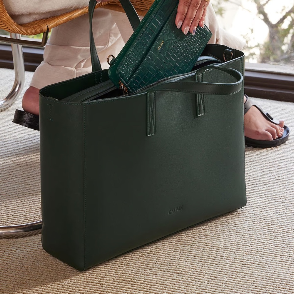 NEW CALPAK Haven Laptop Tote Bag in Forest Green